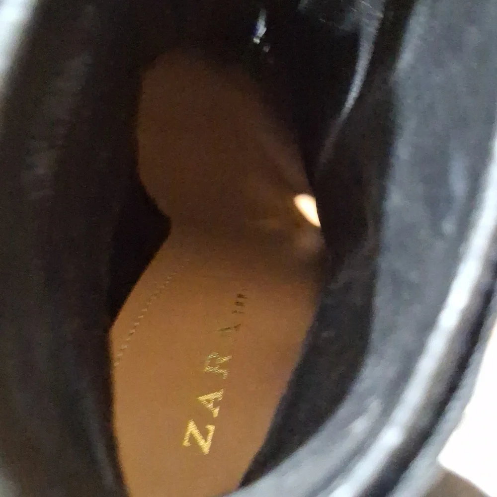Zara chunky velvet booties